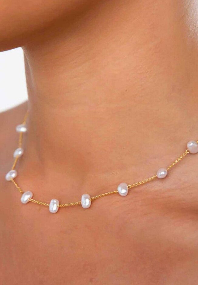 Mila Pearl Necklace, GOLD, alternate image number 1
