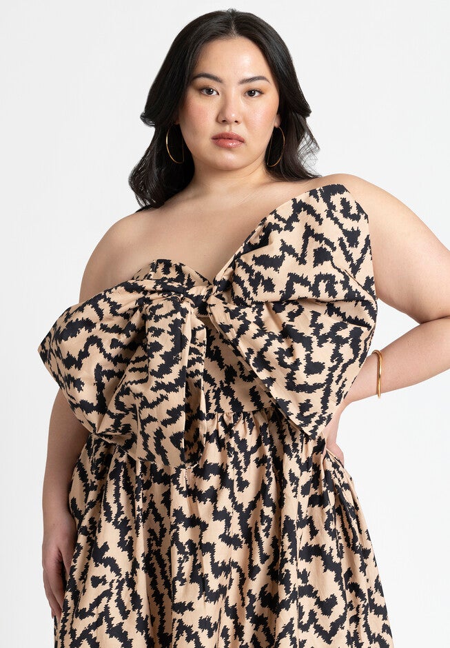 Bow Bodice Flare Dress, ABSTRACT SAFARI, alternate image number null