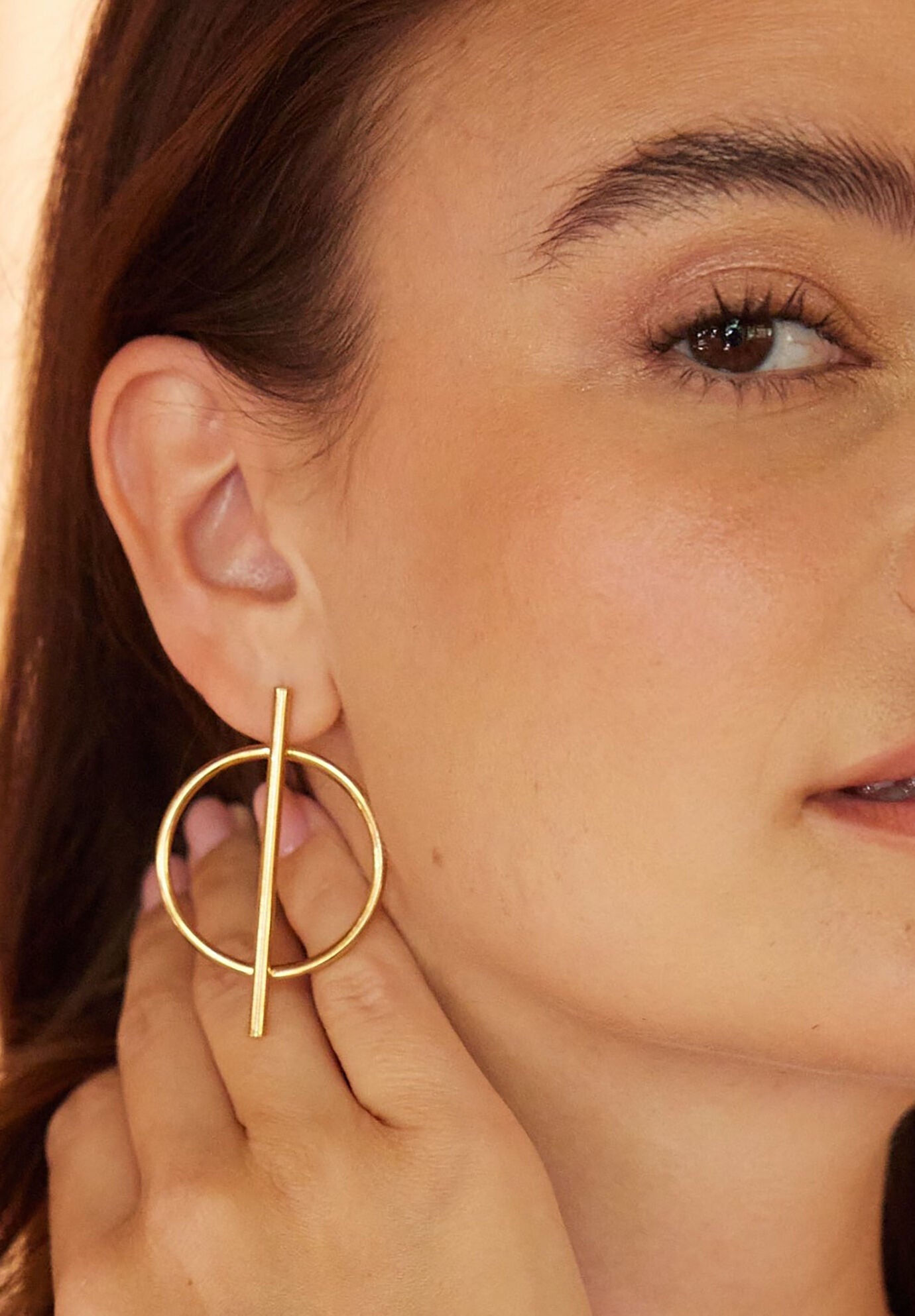 Piper Long Bar Hoops, GOLD, alternate image number 1