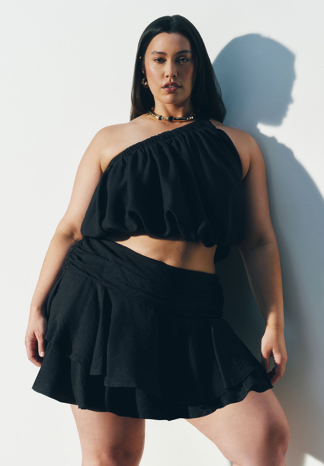 Asymmetric Bubble Crop Top