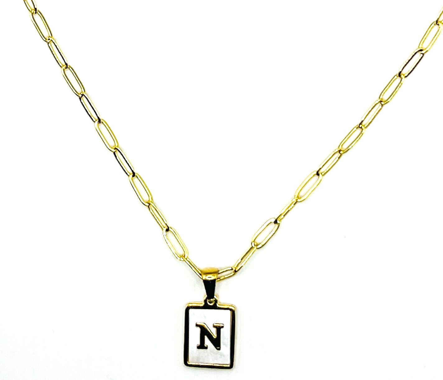 Pearlescent Initial Necklace, N, hi-res image number 0