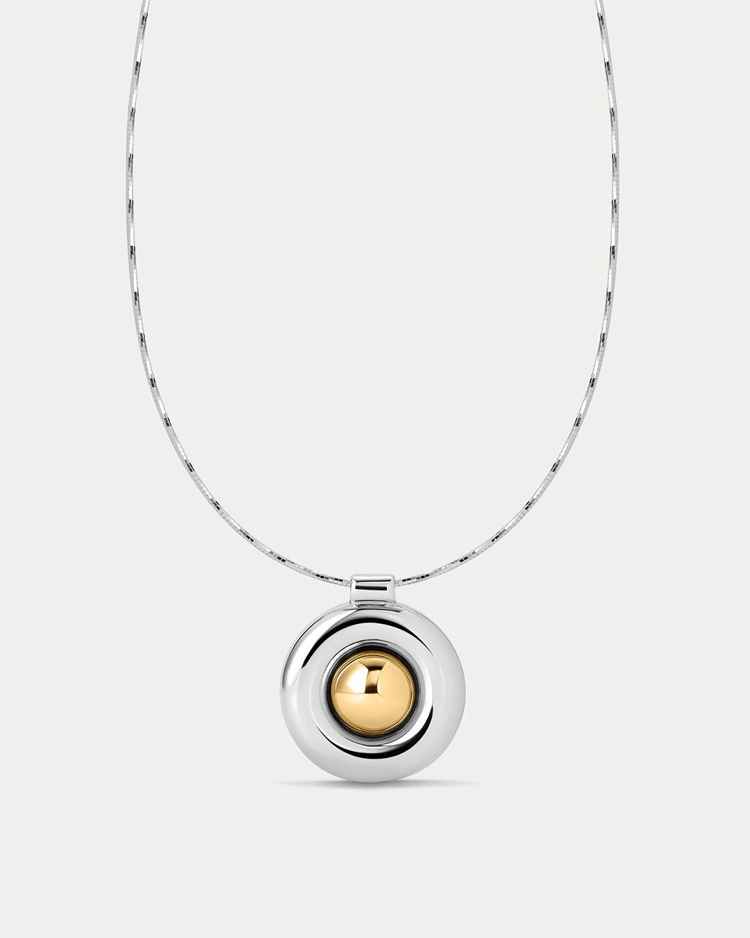 The Chrome Orb Pendant Necklace, SILVER, hi-res image number 0