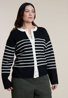 Striped Crewneck Cardigan