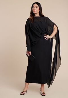 Plus Size Black Asymmetrical Dress