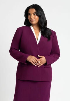 The 365 Semi Stretch Double Breast Collarless Blazer