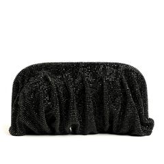 Crystal Embellished Bag With Detachable Chain - Black