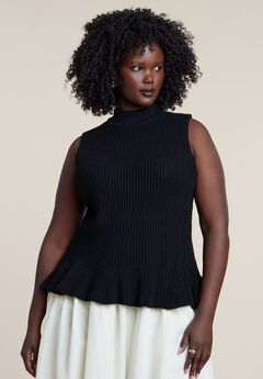 Mockneck Peplum Sweater