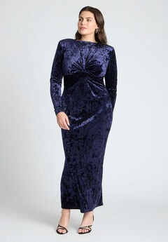 Twist Bodice Velvet Maxi Dress
