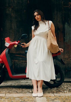 Linen High Neck Dress