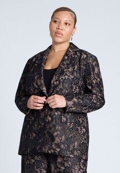 Contrast Lining Lace Blazer