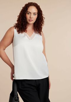 V-Neck Blouse With Chiffon Trim