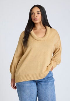 Round Neckline Slouchy Sweater