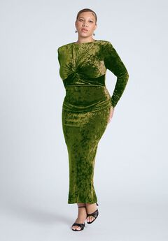 Twist Bodice Velvet Maxi Dress