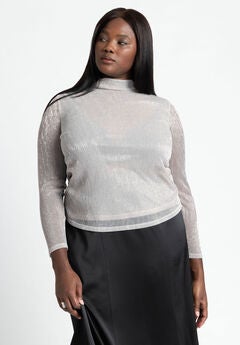 Shine Textured Turtleneck Top