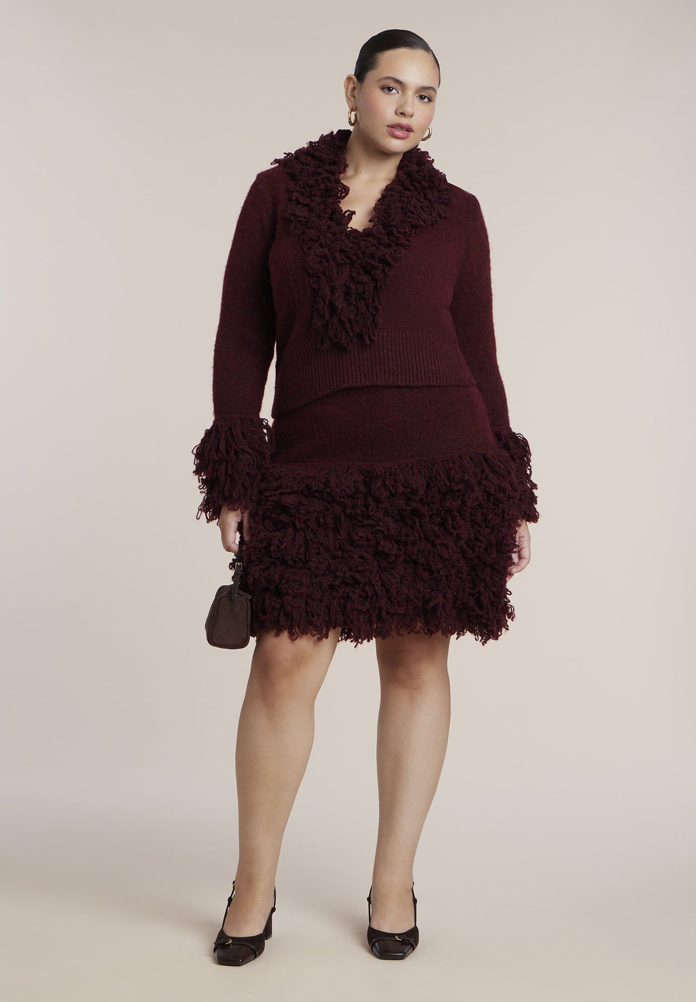 Fringe Sweater Mini Skirt