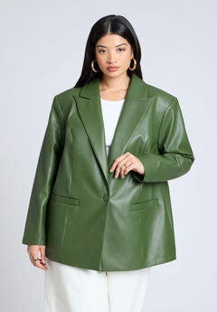 Boxy Faux Leather Blazer