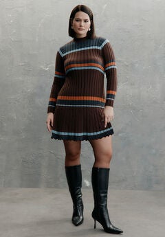 Striped Rib Knit Mini Dress