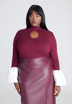Bell Sleeve Sweater With Keyhole