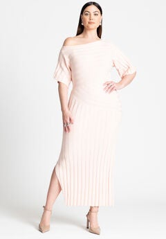 Mixed Directional Rib Midi Dress
