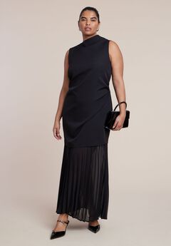 Combo Fabric Pleated Dress