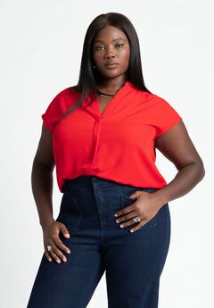Plus Size Red Evening Tops