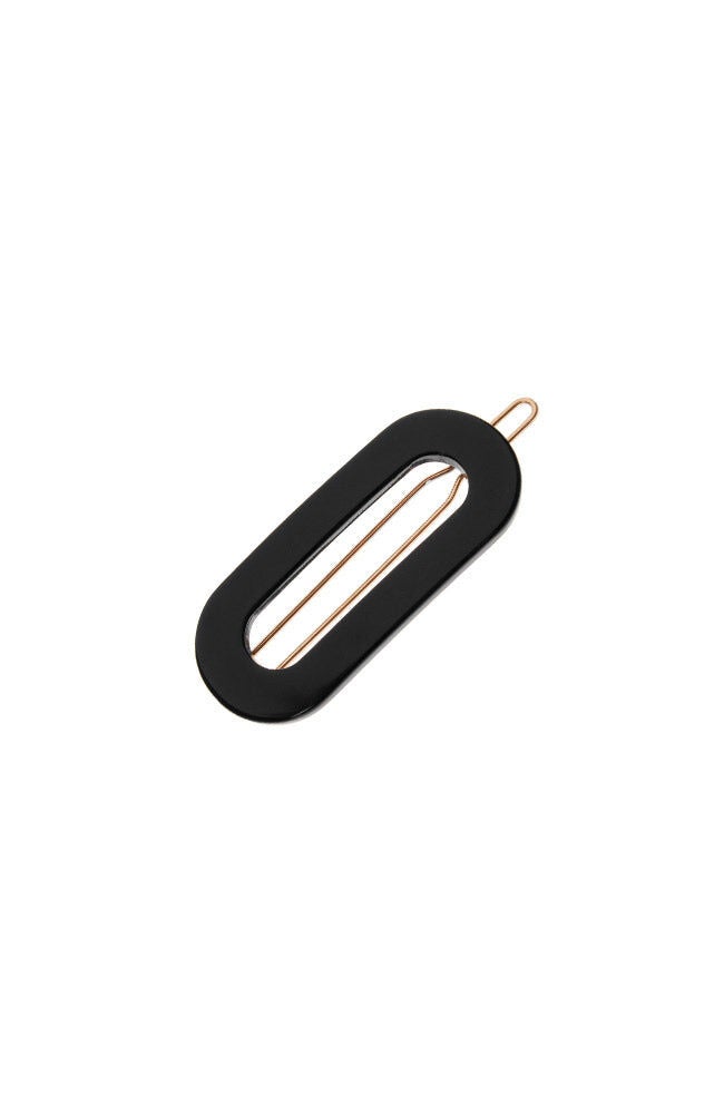Mini Oval Tige Boule Barrette, BLACK, hi-res image number 0