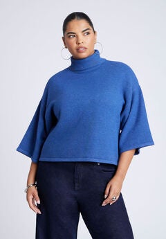 Boxy Three Quarter Sleeve Turtleneck