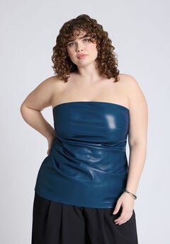 Pleated Faux Leather Top