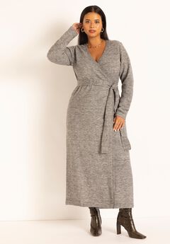 Plus Size V Neck Sweater Dress