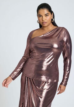 Plus Size Metallic Top