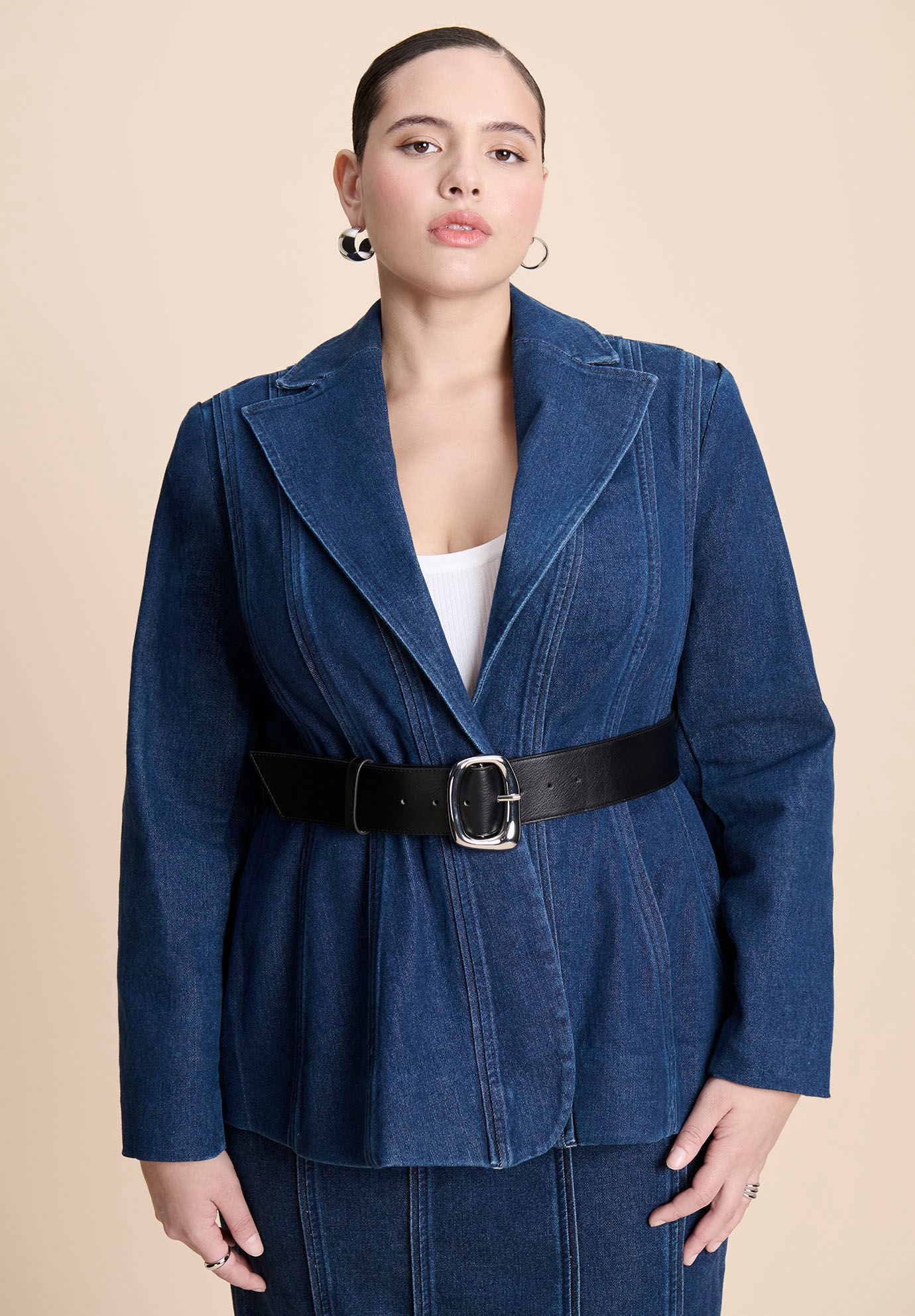 Wide Molten Buckle Belt, BLACK, hi-res image number 0