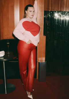 Slit Hem Faux Leather Pant