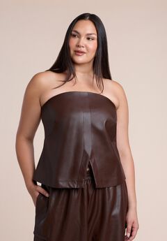 Faux Leather Strapless Top