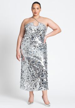 Strappy Paillette Column Dress