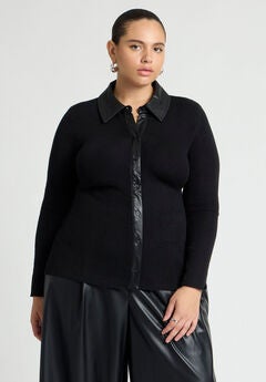 Faux Leather Detail Sweater
