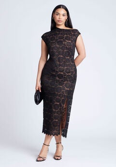 Lace Fitted Midi Dress