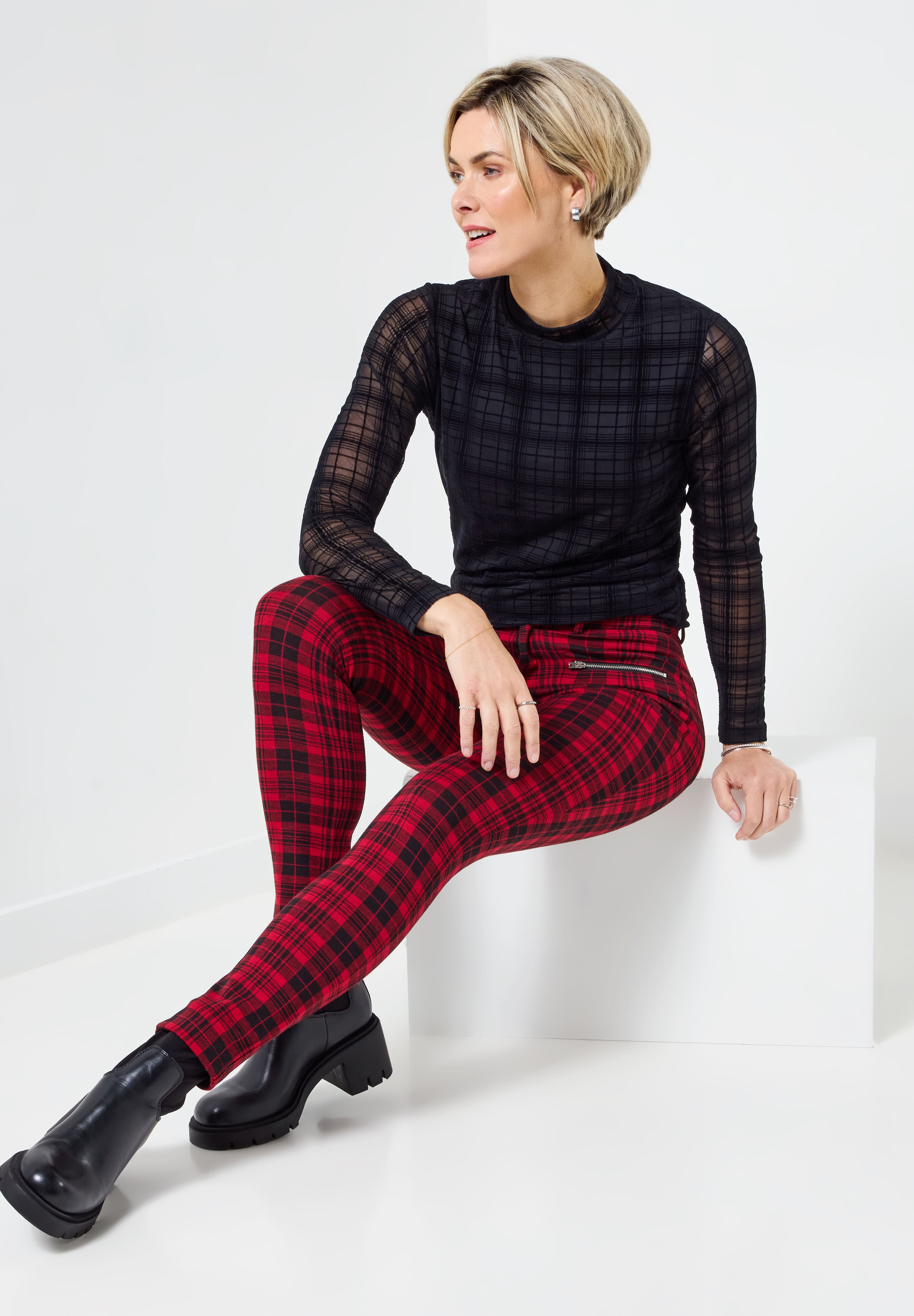 Plaid Legging, RED BOX PLAID, alternate image number 2