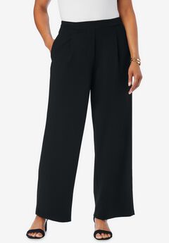 Stretch Knit Crepe Wide Leg Pant