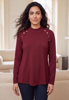 Gold Button Mockneck Sweater