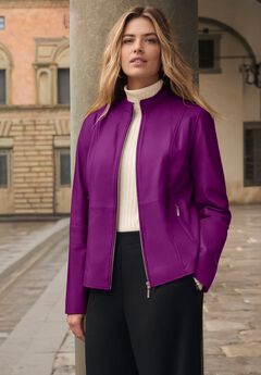 Zip Front Leather Jacket