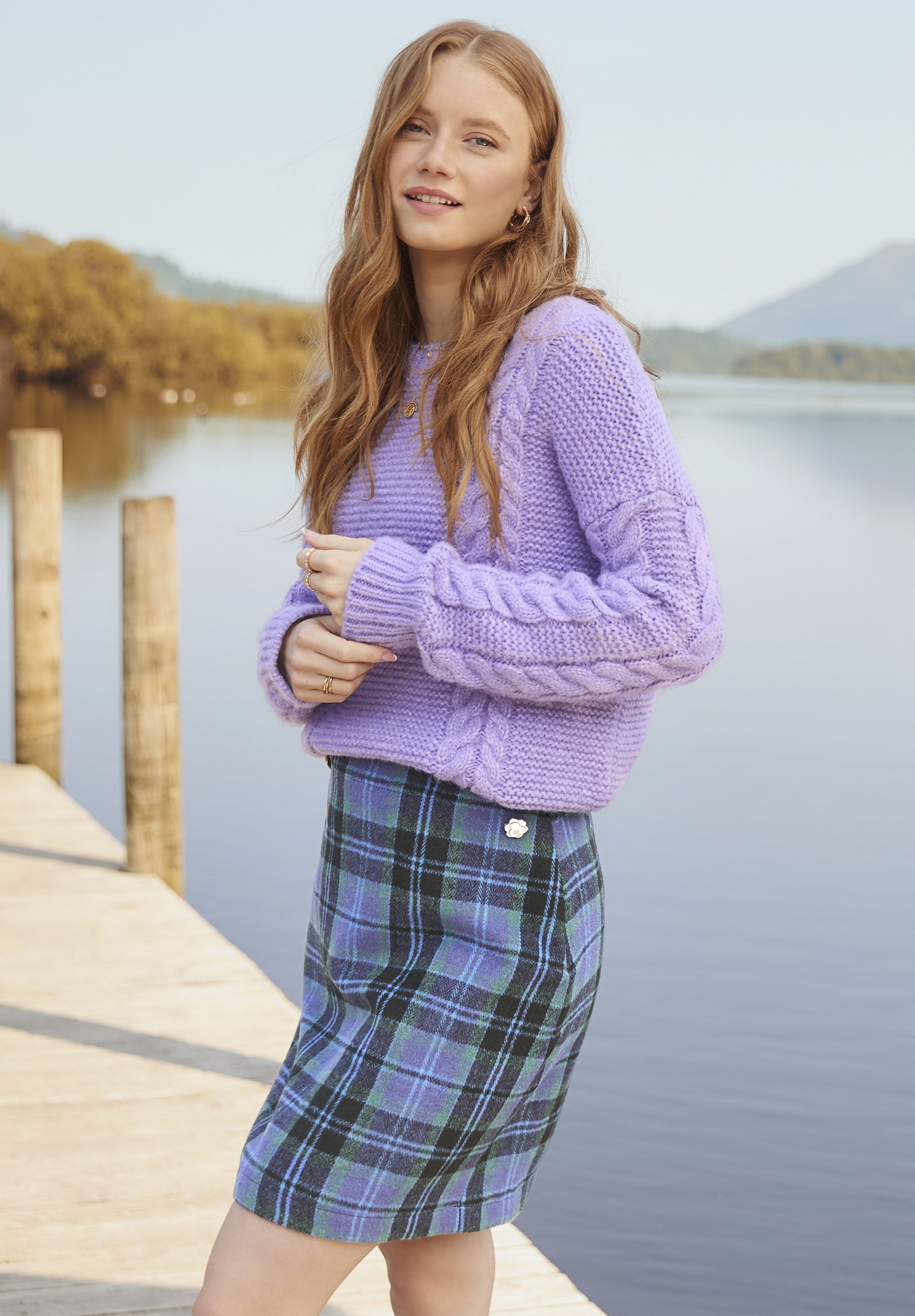 Chunky Cable Pullover, LILAC, alternate image number 5