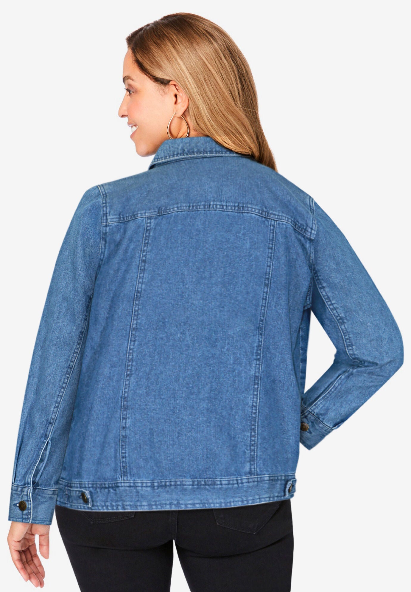 Classic Cotton Denim Jacket, MEDIUM STONEWASH, on-hover image number 1