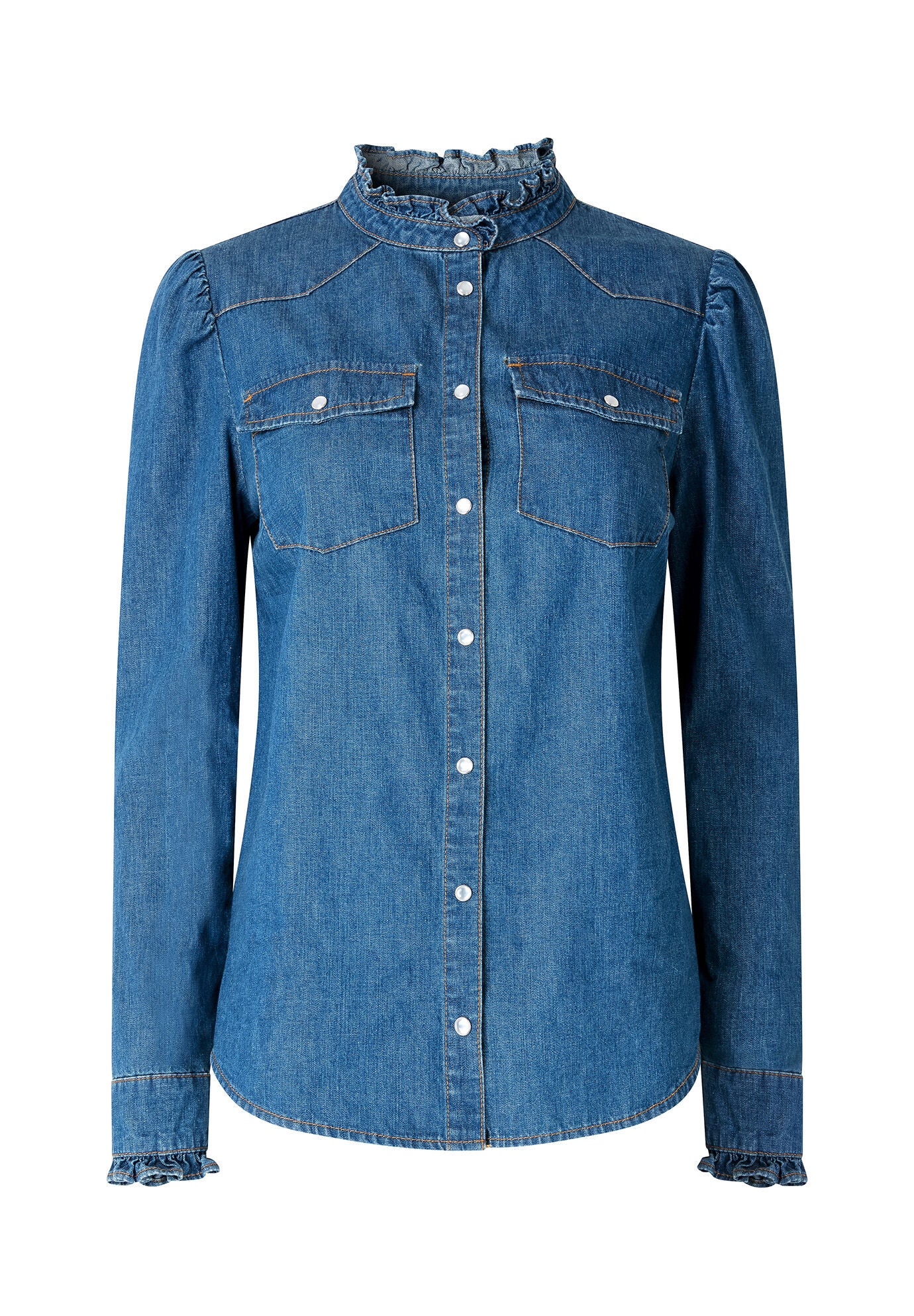 Denim Chambray Shirt, DARK CHAMBRAY, alternate image number 3