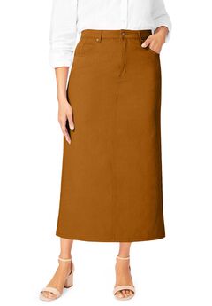 Classic Cotton Denim Midi Skirt
