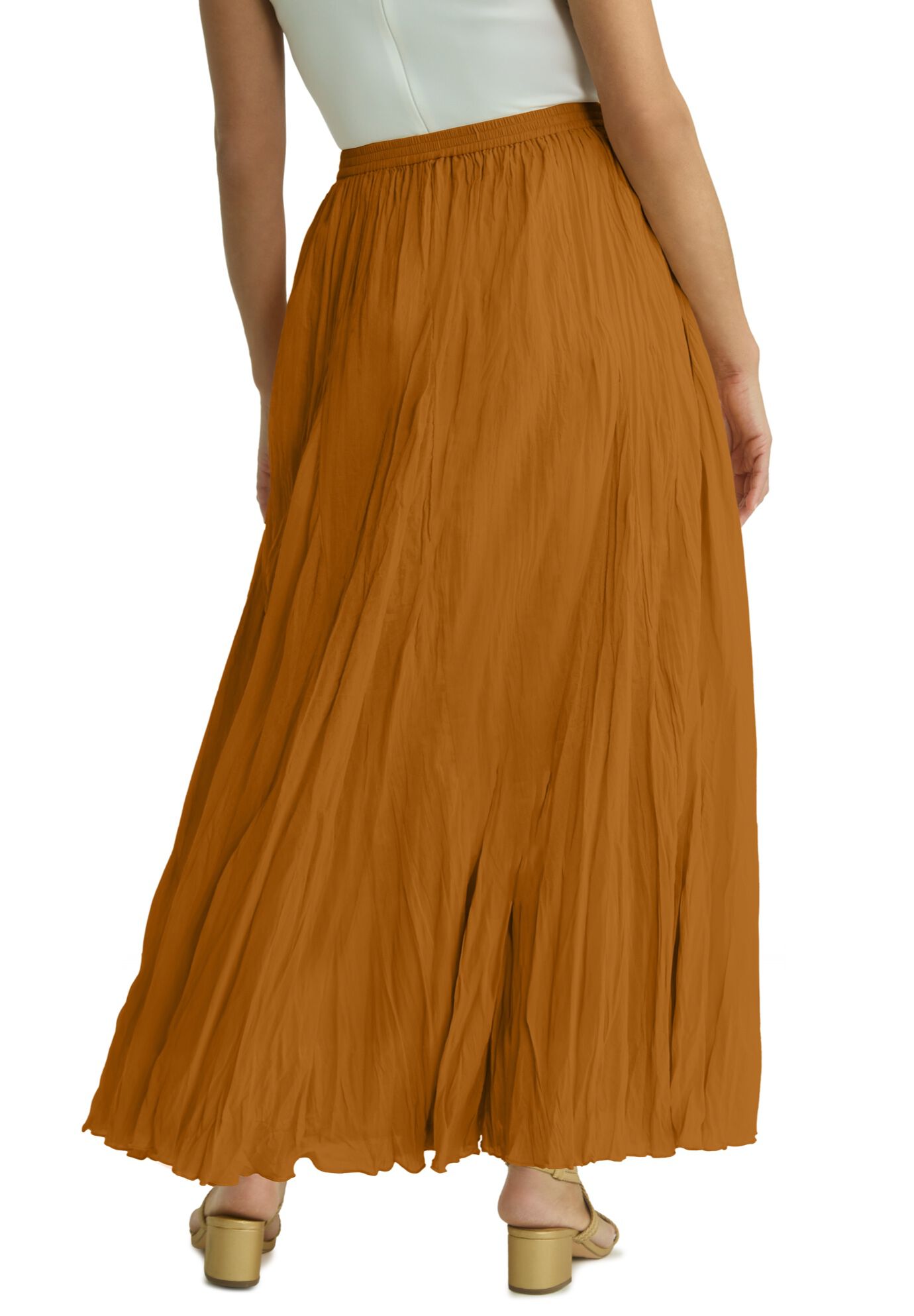 Flowing Crinkled Maxi Skirt, BLACK, alternate image number 2