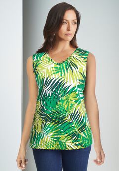 Stretch Cotton V-Neck Trapeze Tank