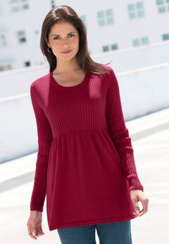 Ribbed Baby Doll Tunic Sweater