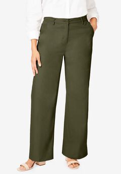 Stretch Cotton Chino Wide-Leg Trouser