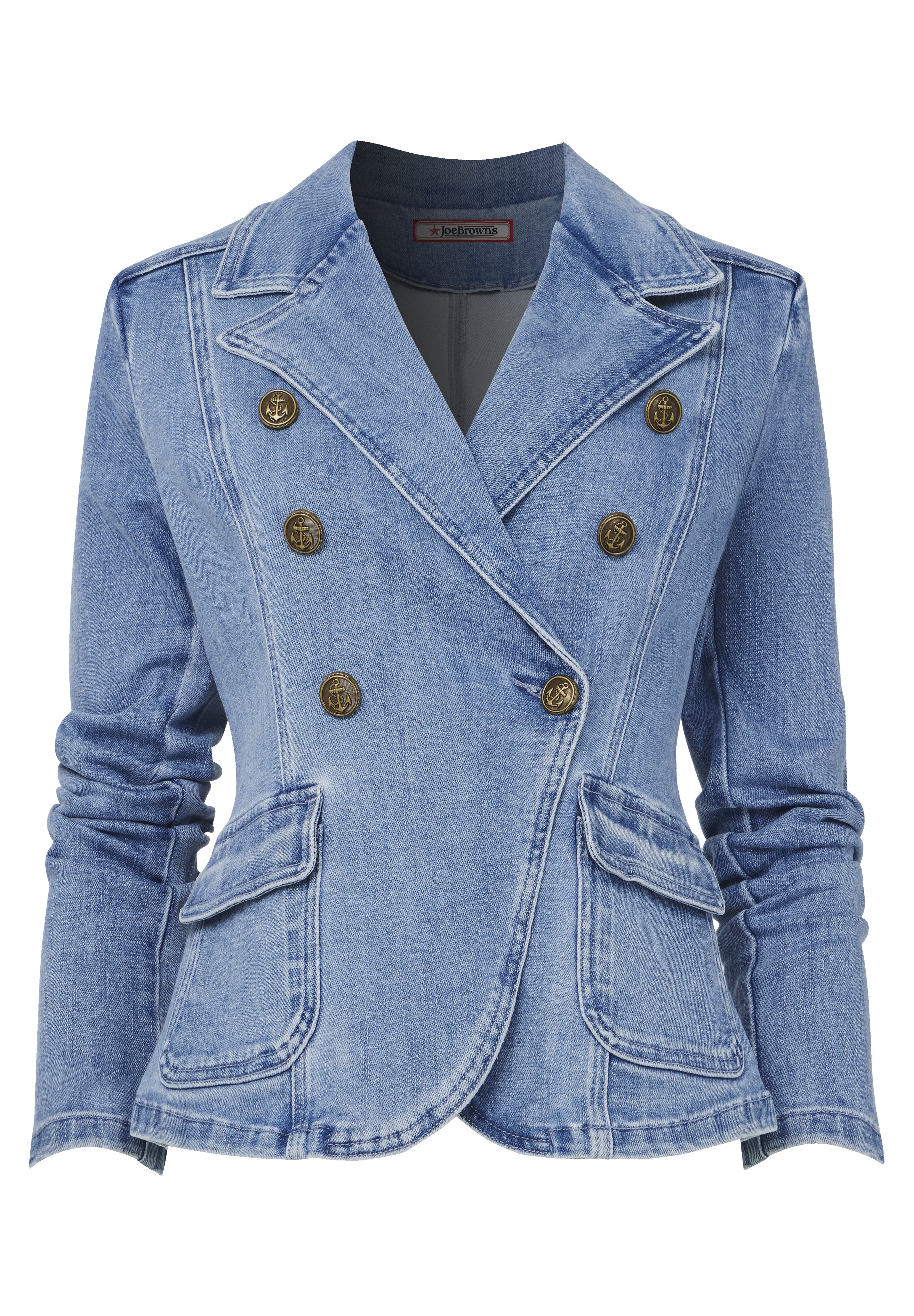 Double Breasted Denim Blazer, LIGHT BLUE, alternate image number 4
