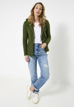 Fuzzy Button Front Hoodie